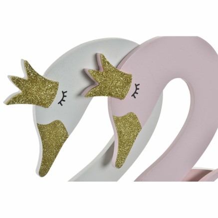 Wall mounted coat hanger DKD Home Decor Wood Children's Swan 40 x 4 x 2