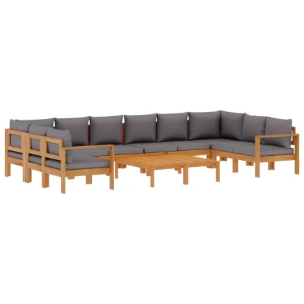 Salon de jardin avec coussins 8 pcs bois massif d'acacia 2