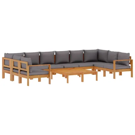 Salon de jardin avec coussins 8 pcs bois massif d'acacia