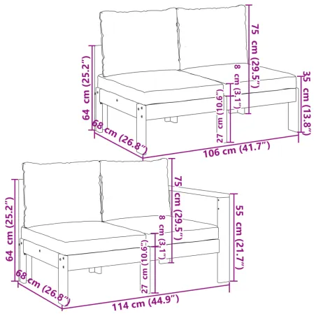 Salon de jardin avec coussins 6 pcs bois d'acacia solide