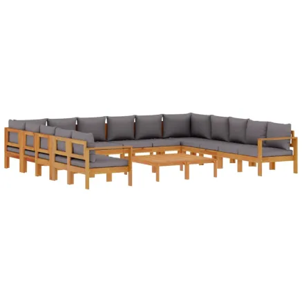 Salon de jardin avec coussins 10 pcs bois d'acacia solide 2