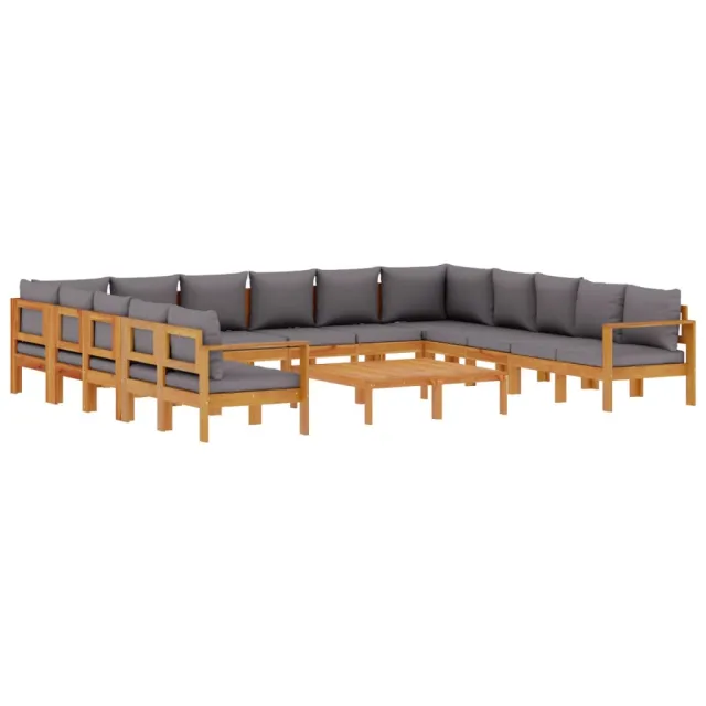 Salon de jardin avec coussins 10 pcs bois d'acacia solide
