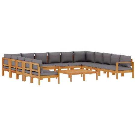 Salon de jardin avec coussins 10 pcs bois d'acacia solide