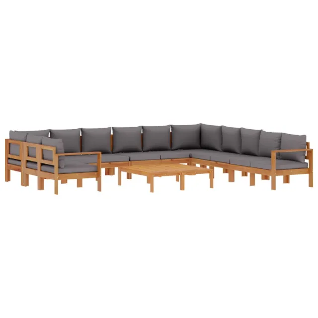 Salon de jardin avec coussins 9 pcs bois massif d'acacia