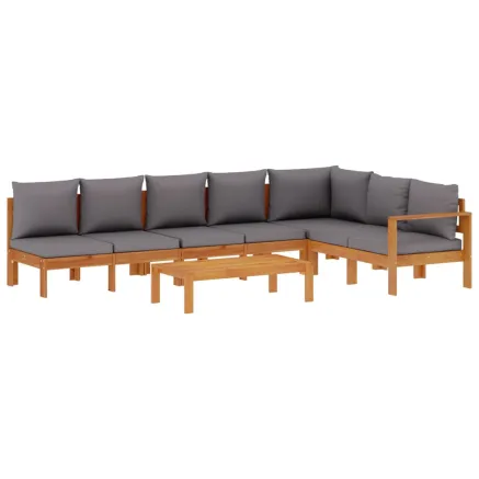 Salon de jardin avec coussins 5 pcs Bois d'acacia solide 2