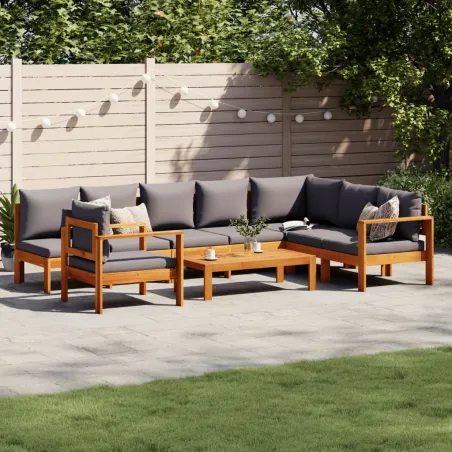 Salon de jardin avec coussins 6 pcs bois d'acacia solide