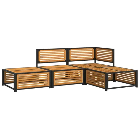 Salon de jardin avec coussins 4 pcs bois d'acacia massif