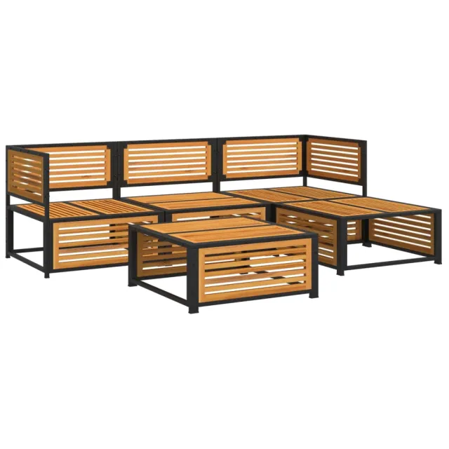 Salon de jardin avec coussins 5 pcs Bois d'acacia solide