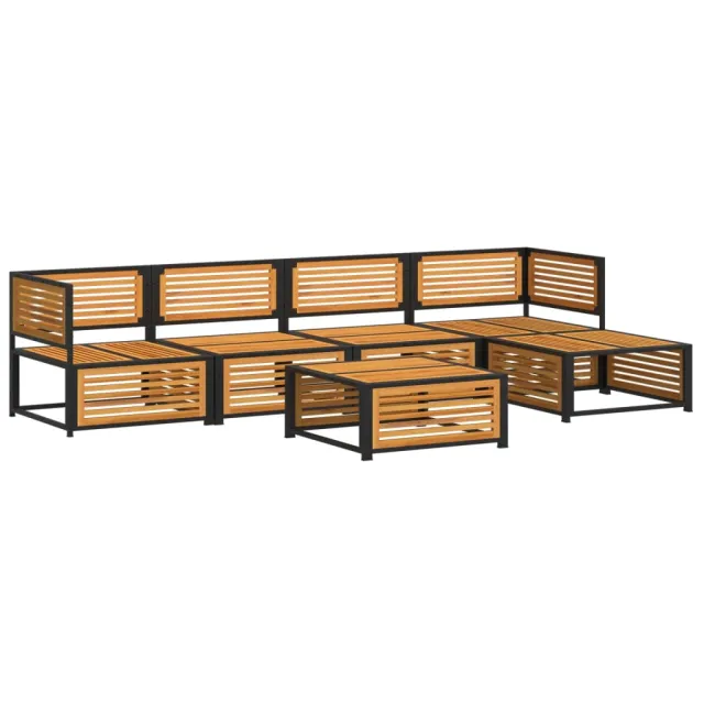 Salon de jardin avec coussins 6 pcs bois d'acacia solide
