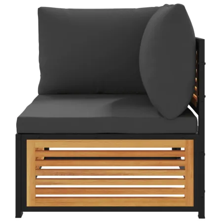 Salon de jardin avec coussins 2 pcs bois massif acacia