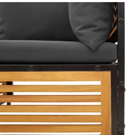 Salon de jardin avec coussins 3 pcs bois massif d'acacia