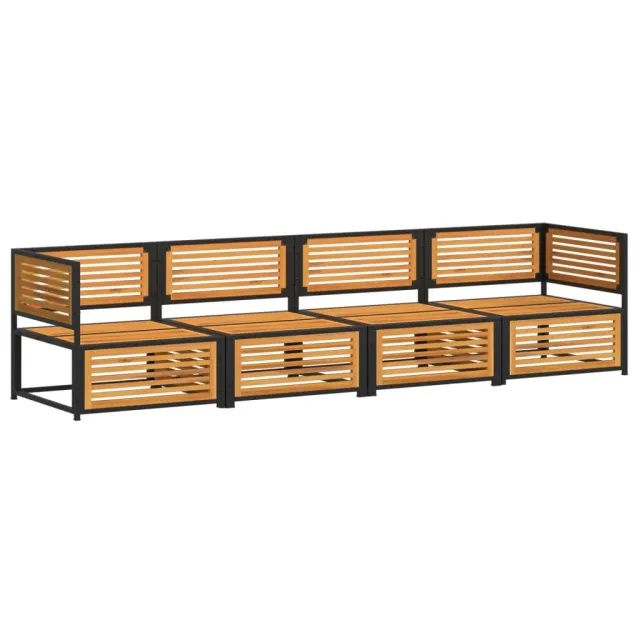 Salon de jardin avec coussins 4 pcs bois d'acacia massif