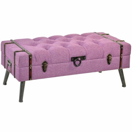 Banquette DKD Home Decor  Métal Polyester Fuchsia Bois MDF (102 x 42