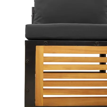 Salon de jardin avec coussins 9 pcs bois massif d'acacia