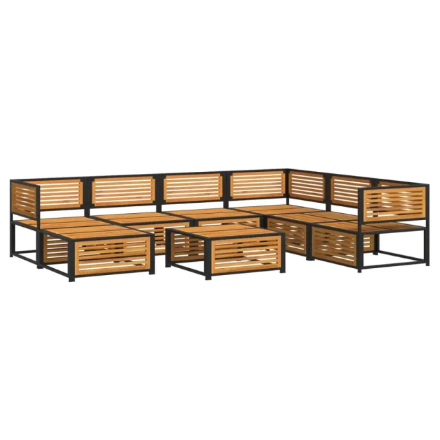 Salon de jardin avec coussins 8 pcs bois massif d'acacia