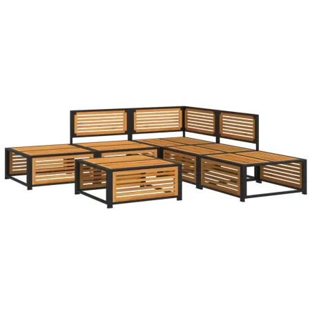 Salon de jardin avec coussins 6 pcs bois d'acacia solide