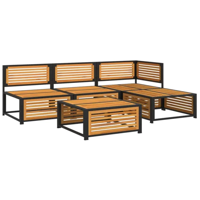Salon de jardin avec coussins 5 pcs Bois d'acacia solide