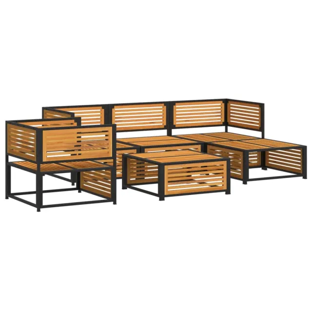 Salon de jardin avec coussins 6 pcs bois d'acacia solide