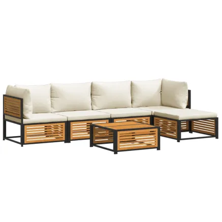 Salon de jardin avec coussins 6 pcs bois d'acacia solide 2