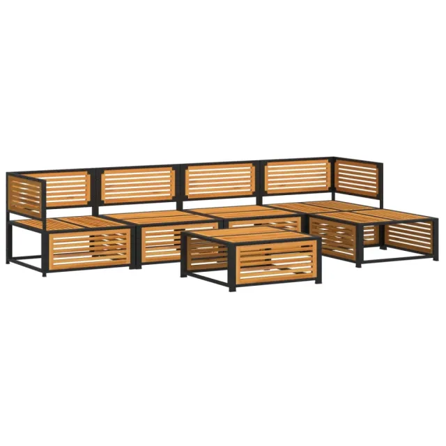 Salon de jardin avec coussins 6 pcs bois d'acacia solide