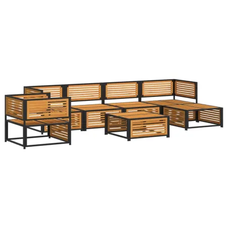 Salon de jardin avec coussins 7 pcs bois massif d'acacia