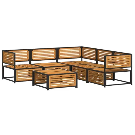 Salon de jardin avec coussins 6 pcs bois d'acacia solide