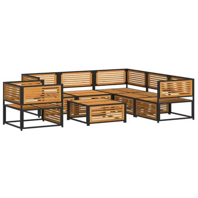 Salon de jardin avec coussins 7 pcs bois massif d'acacia