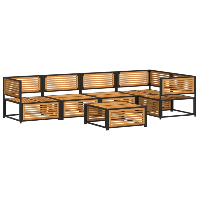 Salon de jardin avec coussins 6 pcs bois d'acacia solide