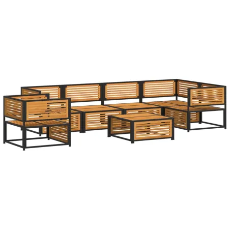 Salon de jardin avec coussins 7 pcs bois massif d'acacia