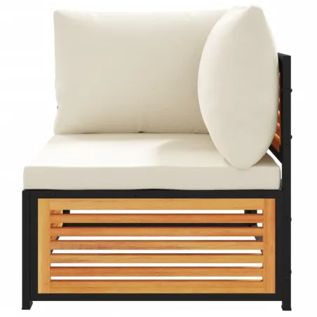 Salon de jardin avec coussins 2 pcs bois massif acacia