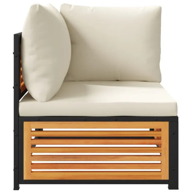 Salon de jardin avec coussins 2 pcs bois massif acacia