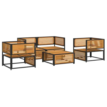 Salon de jardin avec coussins 5 pcs Bois d'acacia solide