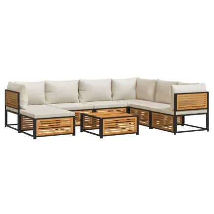 Salon de jardin avec coussins 8 pcs bois massif d'acacia 2