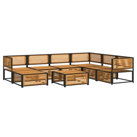 Salon de jardin avec coussins 8 pcs bois massif d'acacia