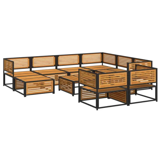 Salon de jardin avec coussins 10 pcs bois d'acacia solide