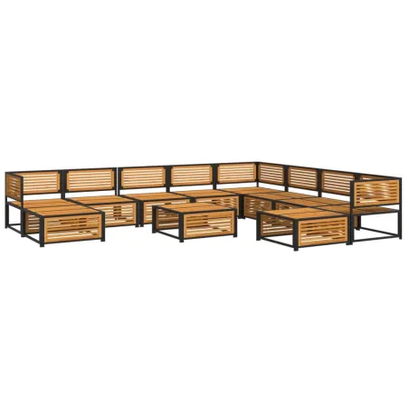 Salon de jardin avec coussins 11 pcs bois massif d'acacia