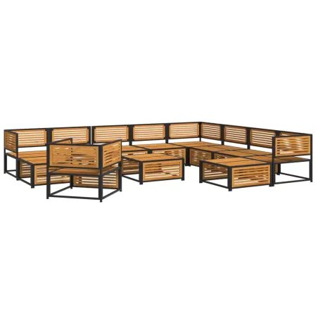 Salon de jardin avec coussins 12 pcs bois massif d'acacia