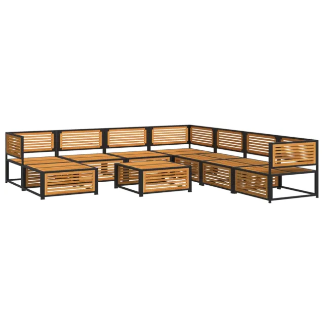 Salon de jardin avec coussins 9 pcs bois massif d'acacia