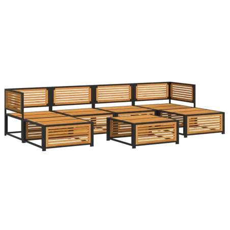 Salon de jardin avec coussins 7 pcs bois massif d'acacia