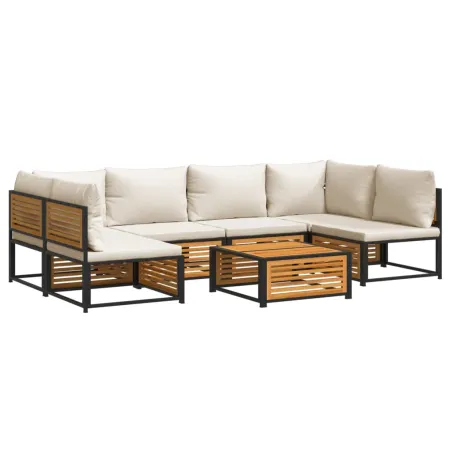 Salon de jardin avec coussins 7 pcs bois massif d'acacia