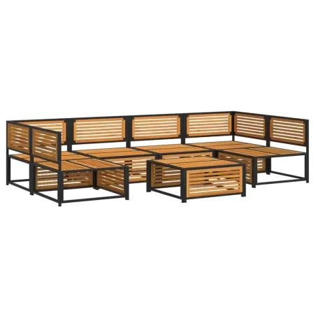 Salon de jardin avec coussins 7 pcs bois massif d'acacia