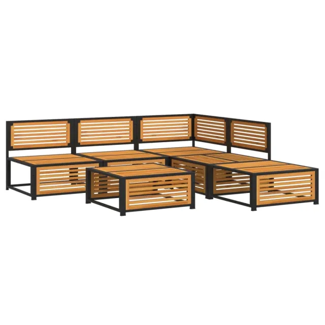 Salon de jardin avec coussins 6 pcs bois d'acacia solide