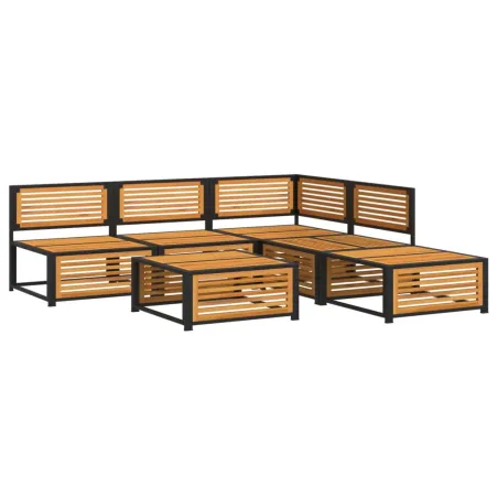 Salon de jardin avec coussins 6 pcs bois d'acacia solide