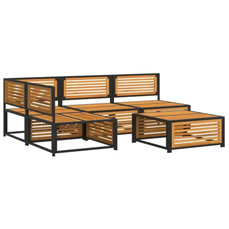 Salon de jardin avec coussins 5 pcs Bois d'acacia solide