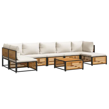Salon de jardin avec coussins 8 pcs bois massif d'acacia
