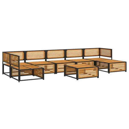 Salon de jardin avec coussins 8 pcs bois massif d'acacia