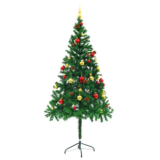 Arbre de Noël artificiel pré-éclairé avec boules vert 180 cm