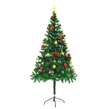 Arbre de Noël artificiel pré-éclairé avec boules vert 180 cm
