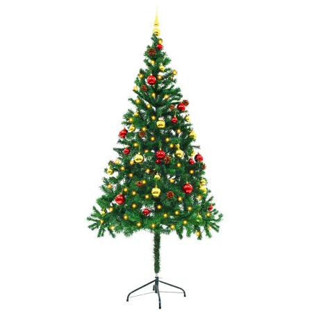 Arbre de Noël artificiel pré-éclairé avec boules vert 180 cm