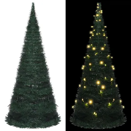 Sapin de Noël artificiel pré-éclairé avec guirlandes vert 150cm